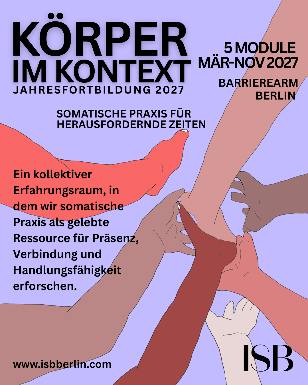 Körper im Kontext - somatische Praxis für herausfordernde Zeiten - Jahresfortbildung 2027 / 5 Module in Berlin (barrierearmer Raum)